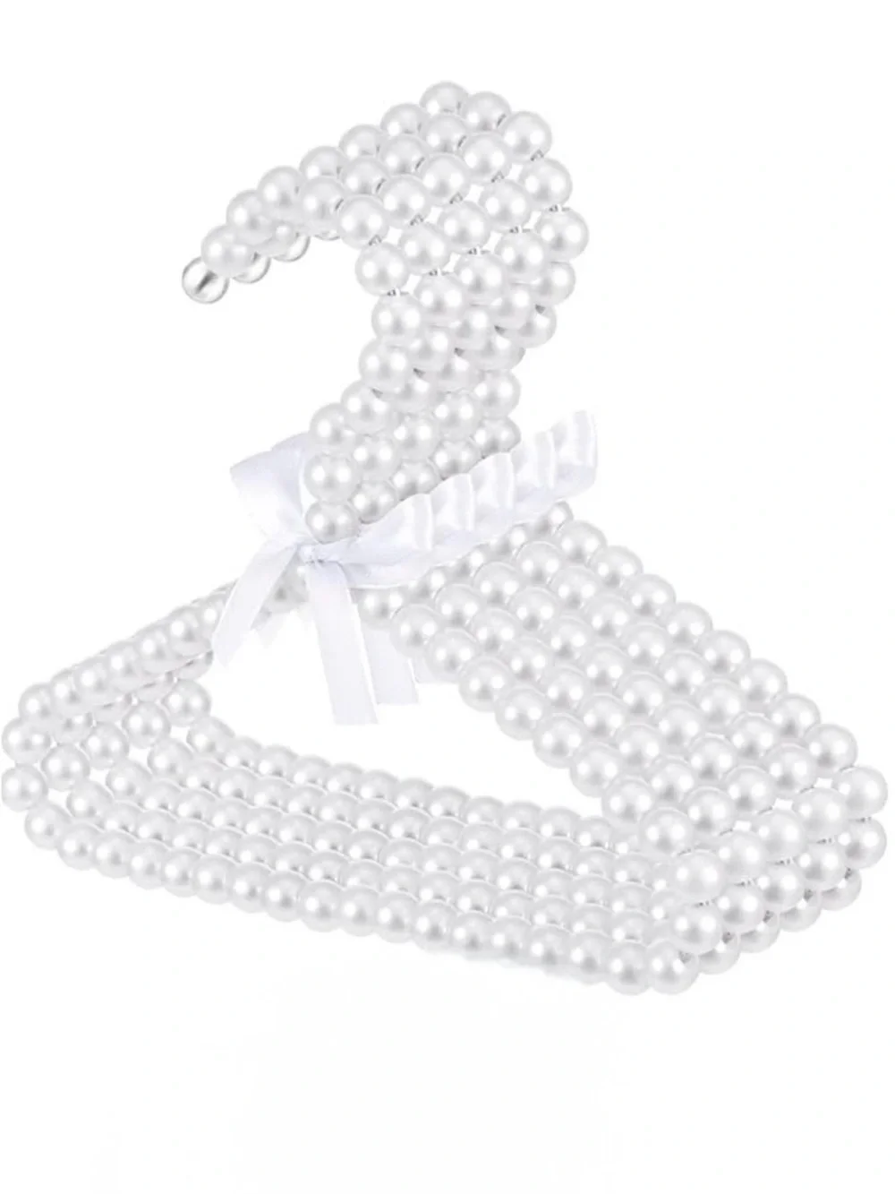 Set of 10 White Pearl Beaded Hangers Dogs Clothes